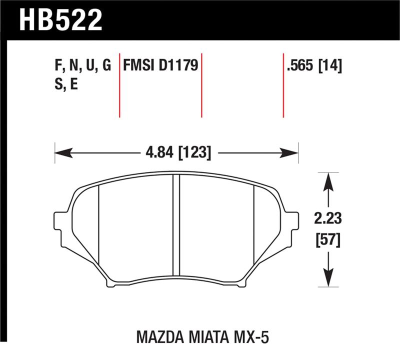 Mazda MX-5 Miata Brake Pads - Front - Hawk Performance - DTC-70 Compound - `06-`14